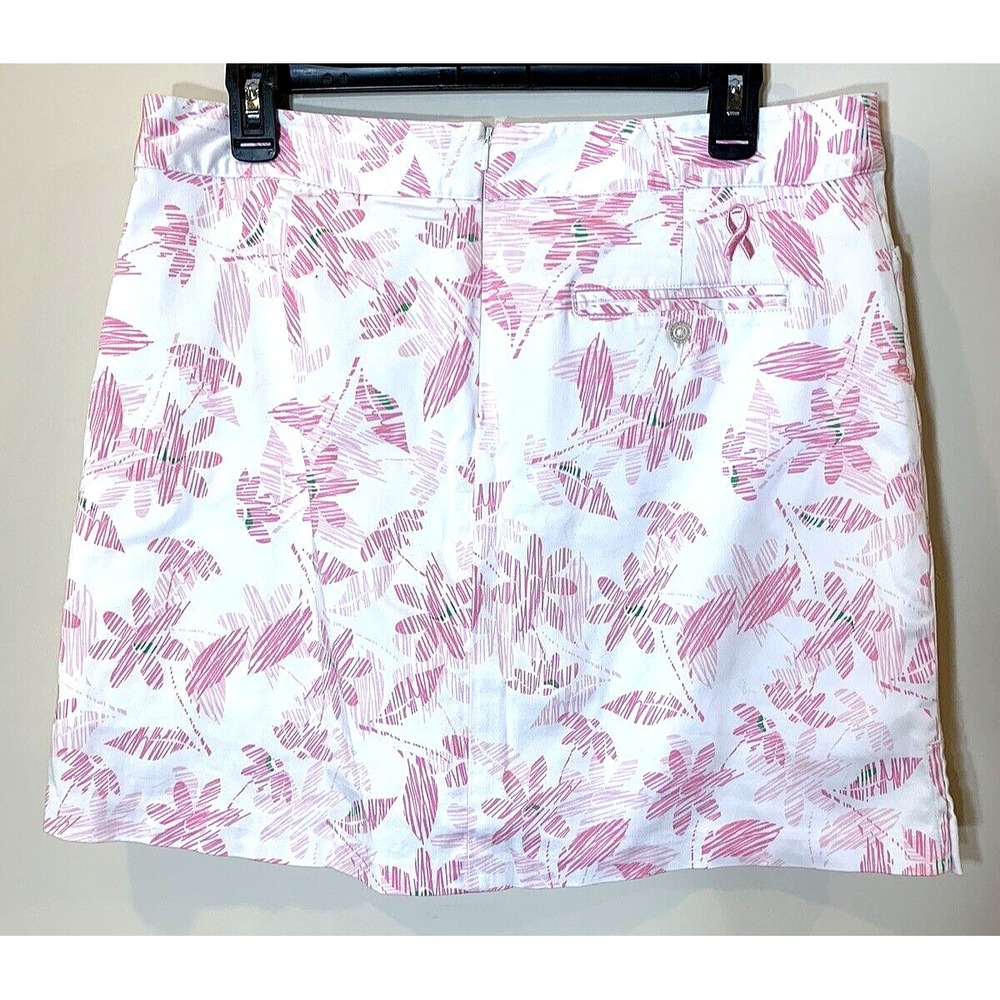 Lady Hagen Golf Skort Womens 10 Cotton Floral Pink Ribbon Breast Cancer Stretch - Picture 2 of 10
